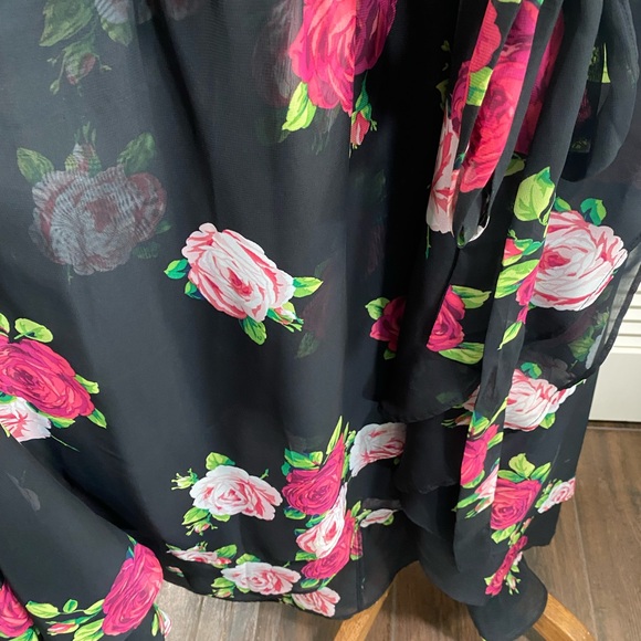 Betsey Johnson Floating Roses Faux Wrap-Front Dress 18W - Picture 5 of 7